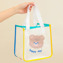 Women Cute Bear Shoulder Bag Summer PVC Clear Jelly Travel Daily Shopping Bag