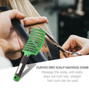Pro Anti-Static Scalp Massager Hair Brush Curved Row Hairstyle Comb (Green)