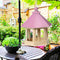 Garden Window Wooden Birdhouse Parrot Cage Bird Seeds Food Feeder (Pink)