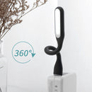 LED USB Night Light Desk Book Light Portable Lamp Bendable Lighting (Black)