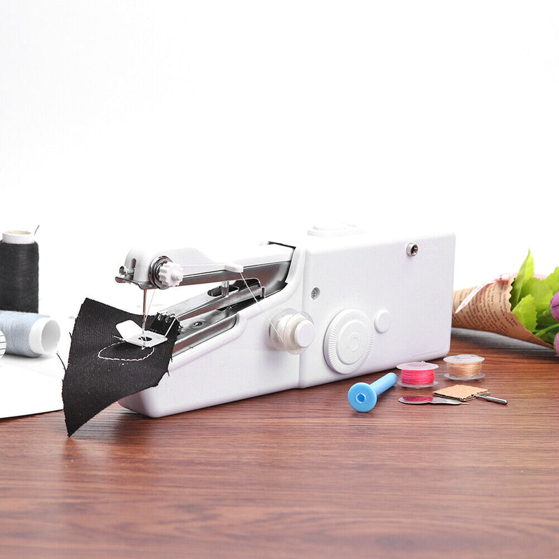 Portable Mini Handheld Electric Sewing Machine Set w/Pins Scissors Bobbins