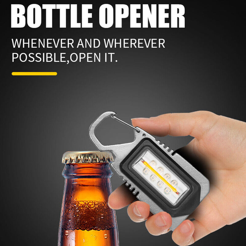 COB LED Mini Keychain Flashlight Torch 7 Modes Waterproof Camping Survival Light