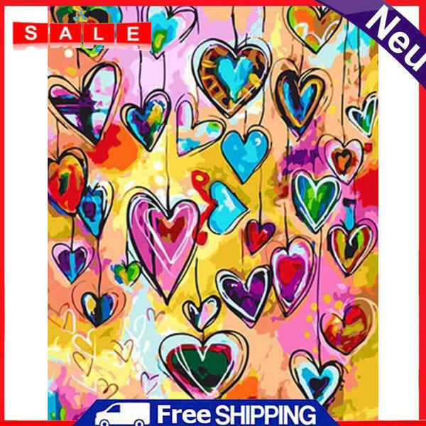 Painting By Numbers DIY Love Heart Canvas Oil Wall Picture for Living Room Kit