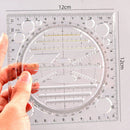 Multifunctional Rotatable Drawing Ruler Math Art Design Template (Black) Newly