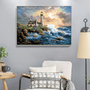 5D DIY Full Drill Diamond Painting Beach Lighthouse Rhinestone Canvas Pictures
