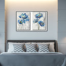 2 Panel Flowers Colouring Oil Canvas Picture DIY Handpainted Paint By Number Kit