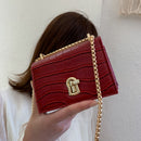 Women Pure Mini Chain Shoulder Bags PU Leather Casual Messenger Crossbody Bag
