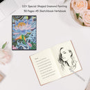 DIY Lotus Special Shaped Diamond Painting 50 Pages A5 Notebook Sketchbook Crafts