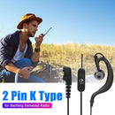 Universal 2 Pin G Shape K Type Ear Hook Earpiece Headset w/PTT Mic for Kenwood