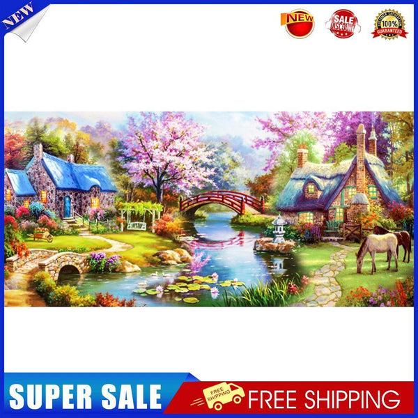 Woods Hut Waters Oil Paint By Numbers DIY Handpainted on Canvas Wall Art