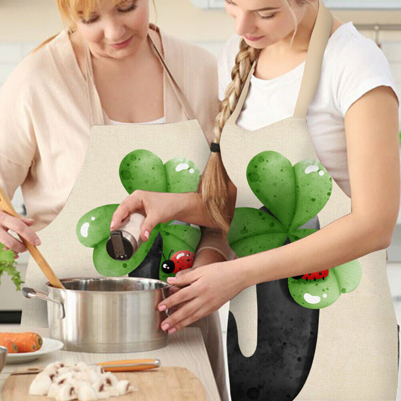 Cartoon J Print Apron Linen Waterproof Cooking Bibs Chef Pinafore (68X55CM)