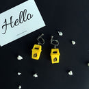 Creative Ear Clip Fashion Dangle Drop Earrings Yellow Trash Can Earrings