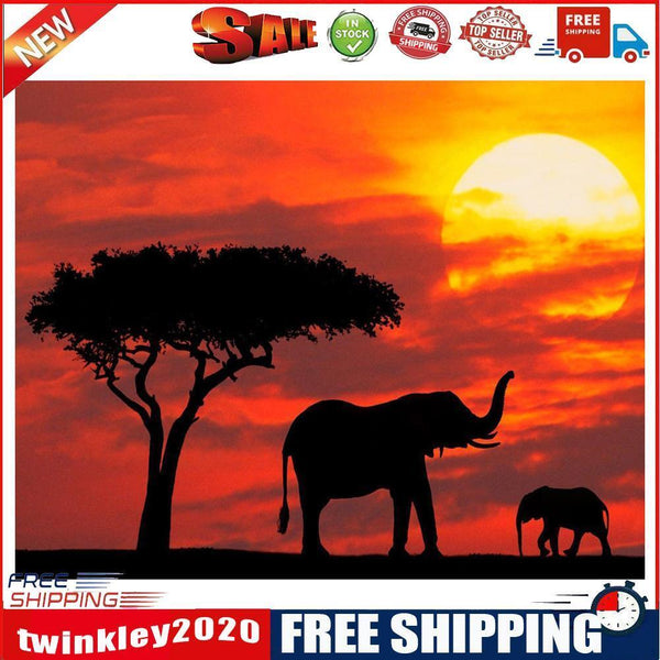 Elephant DIY Round Diamond Painting Embroidery Kits Cross Stitch Home Decor