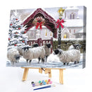 Frameless Oil Paint By Numbers DIY Snow Sheep Picture Craft Room Decoration Kit