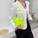 Fashion Women Transparent Pure Color Small Hobos Handbags Shoulder Underarm Bags