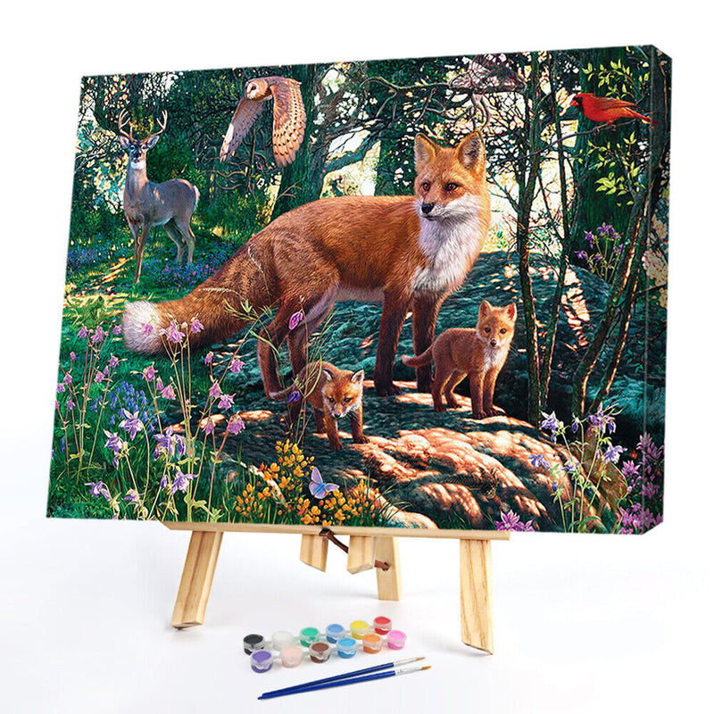 Oil Paint by Numbers Kit Animal Family DIY Picture Drawing Artwork Craft Gifts