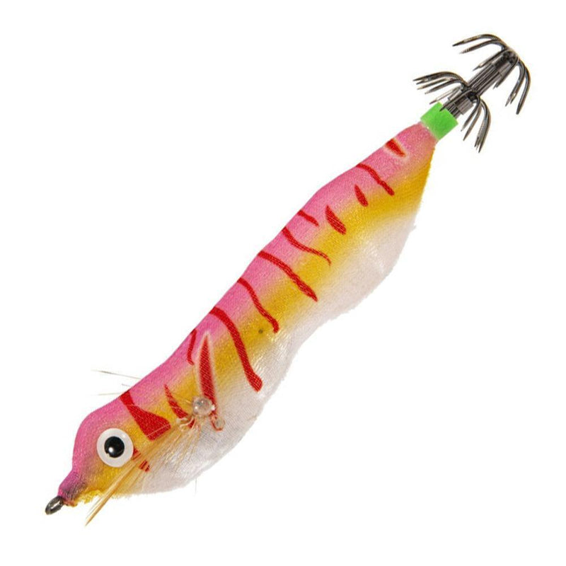 103mm LED Luminous Wood Shrimp Bait Squid Jigs Hook Fishing Lures (Pink)
