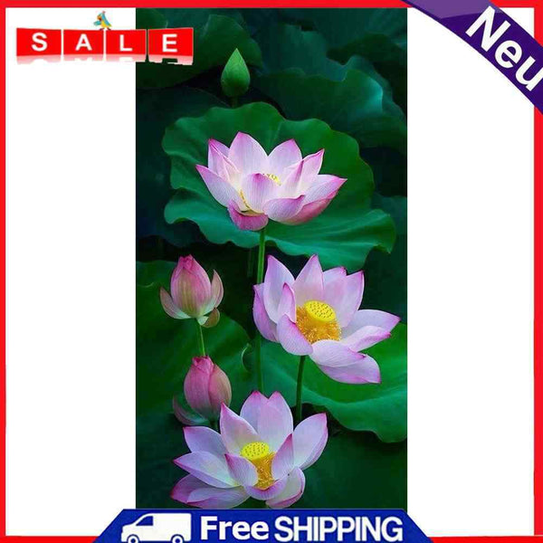 5D Diamond Painting Kit Blooming Lotus Full Round Drill DIY Craft Mosaic Picture