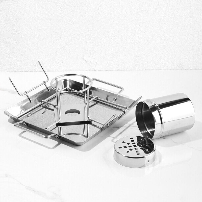 Stainless Steel BBQ Chicken Roaster Tray Oven Roasting Pan Barbecue Grill R