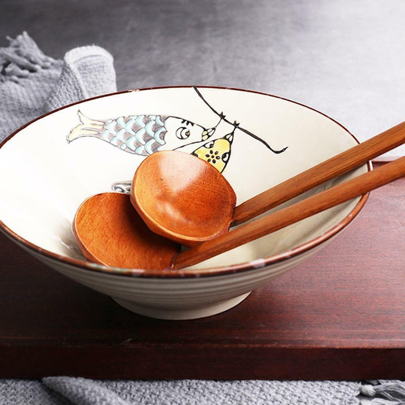 Japanese Style Wooden Ramen Spoon Soup Spoon Utensil Slotted Kitchen Spoon X2S0