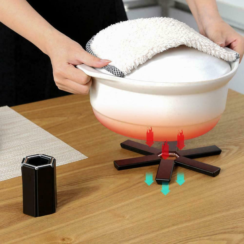 Black Foldable Non-slip Heat Resistant Pad Trivet Pan Kitchen Mat Holder T9F6