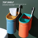 Toothbrush Holder Wall Mounted Adhesive Toothpaste Stand for Shower (Blue)