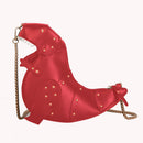 Women Cartoon Dinosaur Shoulder Bag Rivet PU Leather Crossbody Bags (Red)