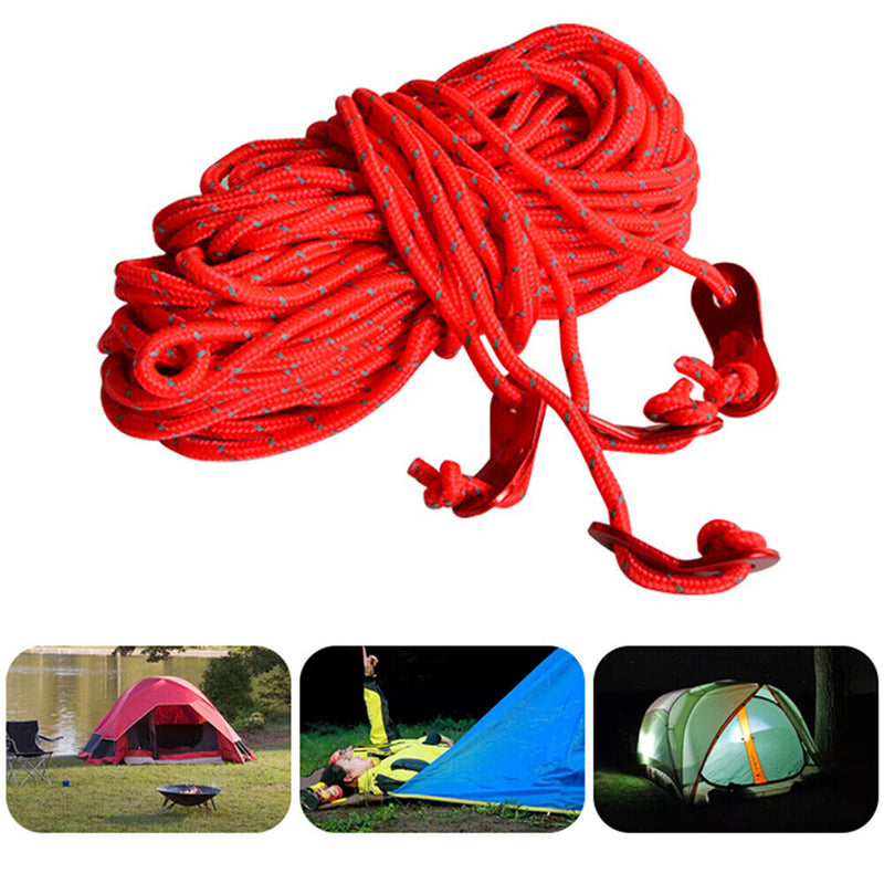 4pcs 13ft Reflective Tent Rope Guy Line 4mm Diameter with Aluminum Tensioners