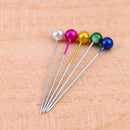 100pcs 4cm sewing head pin round straight bead needles stainless steel + PVC multicolor N