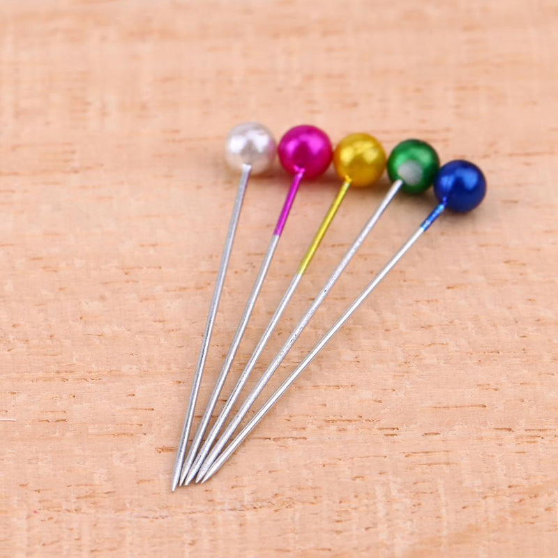 100pcs 4cm sewing head pin round straight bead needles stainless steel + PVC multicolor N