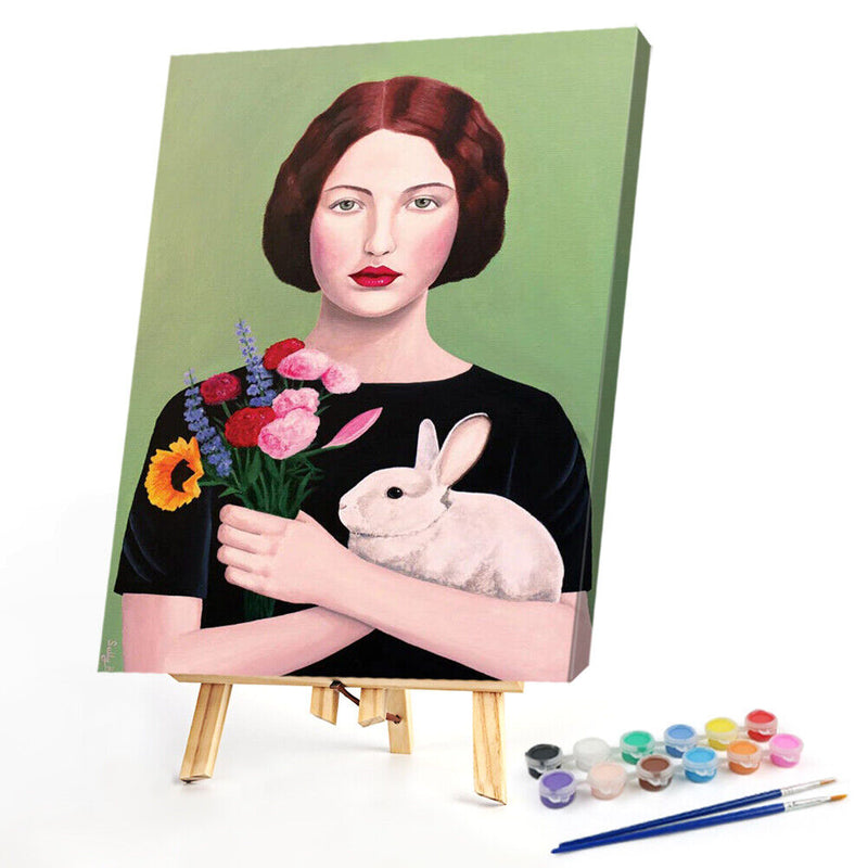 Oil Paint By Numbers Picture DIY Drawing Short Hair Woman Art Drawing on Canv