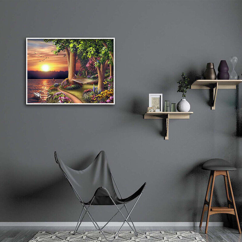 5D DIY Full Round Diamond Painting Landscape Rhinestone Picture Kits Wall Art