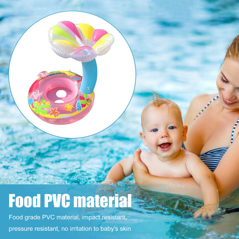 Baby Swimming Ring Cartoon Inflatable Infant Toddler Float Circle (Blue)