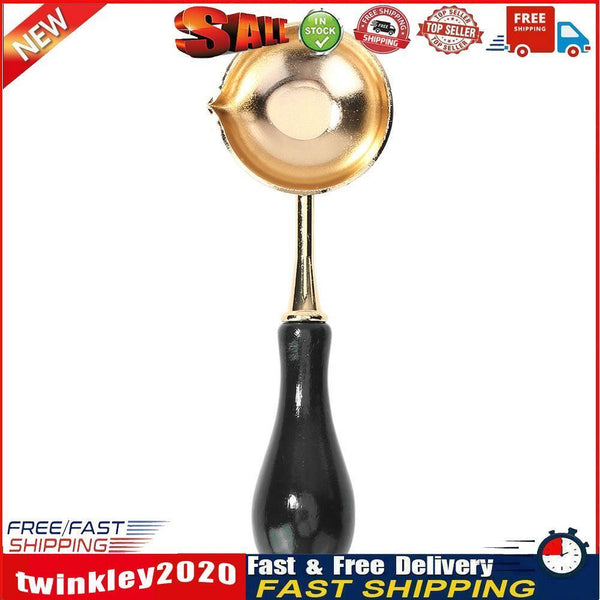 Wood Handle Sealing Wax Spoon Wax Bead Tablet Melting Spoons Craft (Black) Newly