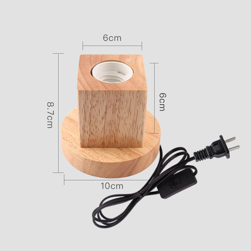 Solid Wood Table Lamp Base E27 220V Wooden Light Holder w/Switch Line (B) Newly