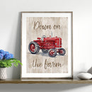 Handmade Red Tractor 5D DIY Full Round Drill Drawing Kit Diamond Painting Craft