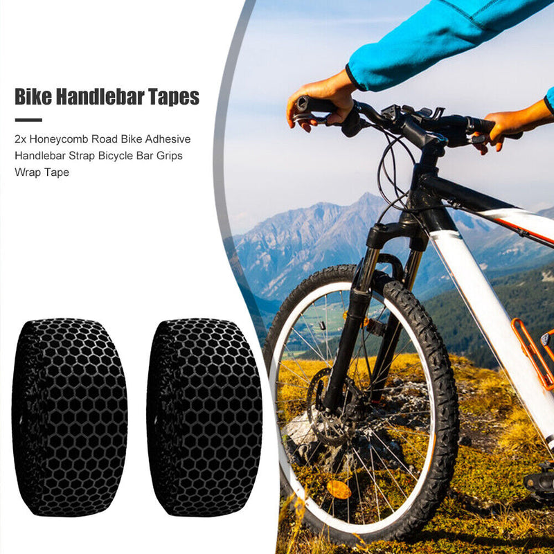 2pcs Honeycomb Adhesive Handlebar Strap Road Riding Bicycle Bar Grips Wrap Tape