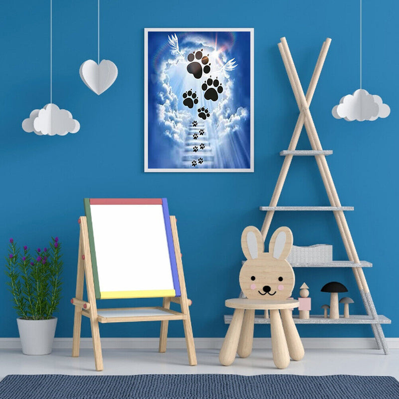 5D DIY Full Round Drill Diamond Painting Dog Footprints Cloud Handmade Art Craft