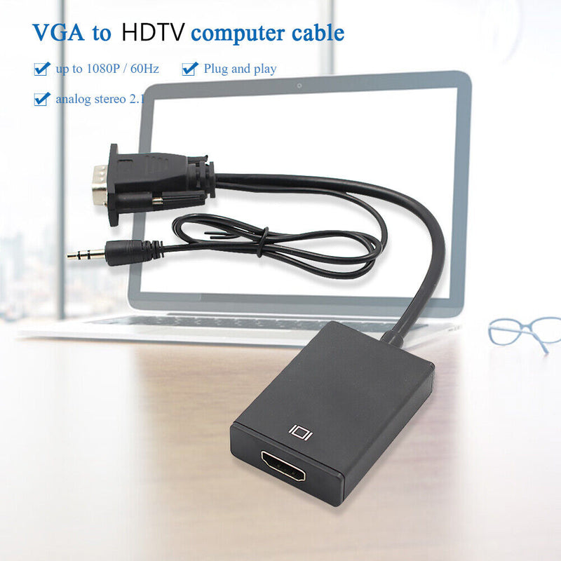 VGA Male to HDMI Female Adapter with 3.5mm Audio Input Cable for PS4 HDTV Laptop