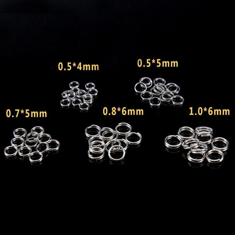 250pcs 5-Size High-carbon Steel Fishing Split Rings Double Loop Connectors