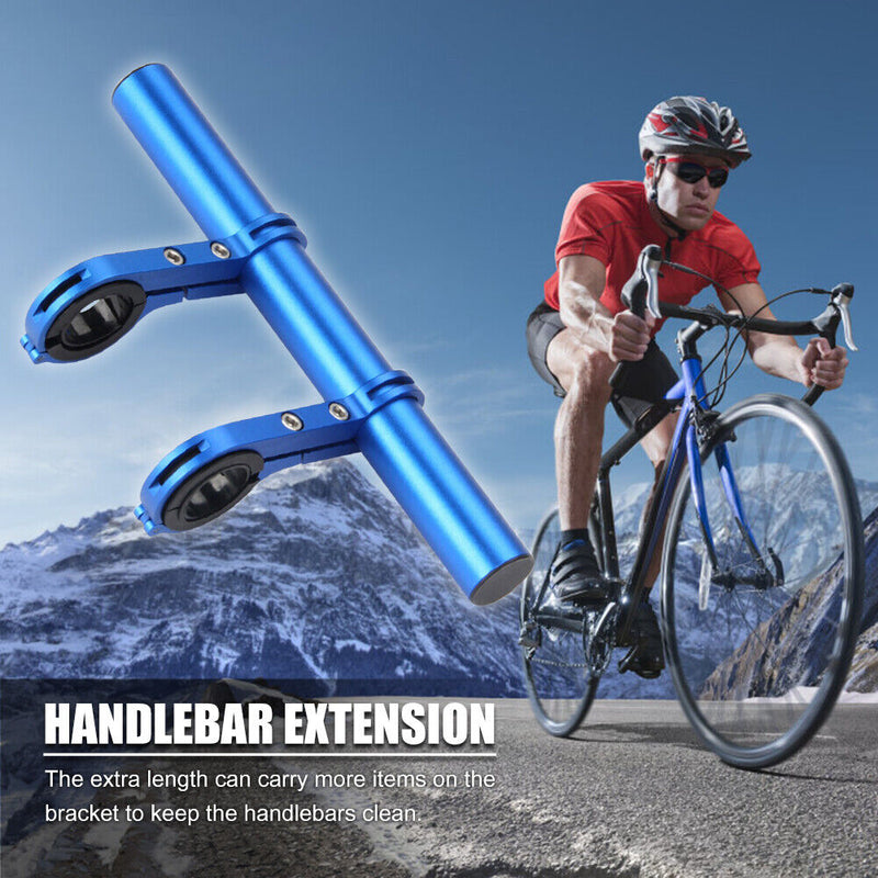 30cm MTB Bike Handlebar Extender Double Clamp Bracket Support Rack (Blue) Newly