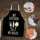 Cutlery Print Kitchen Linen Apron Sleeveless Waterproof Household Cleaning Bibs