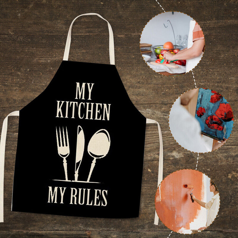 Cutlery Print Kitchen Linen Apron Sleeveless Waterproof Household Cleaning Bibs