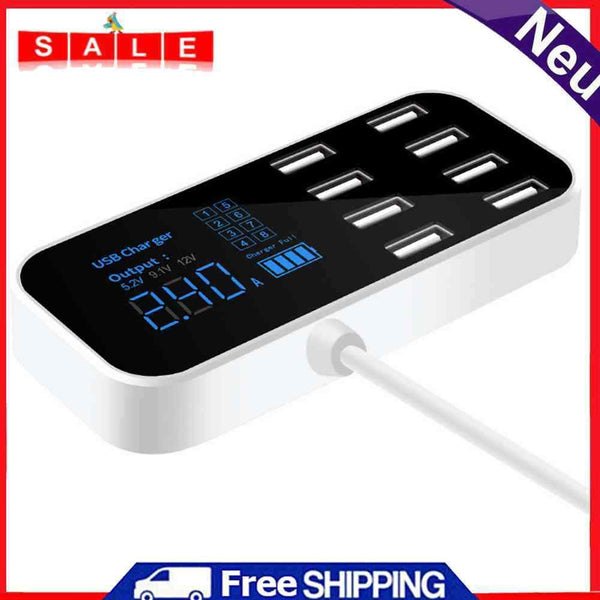 8-Port USB Car Charging Station 12-24V Car Charger Hub Adapter for Smart Phone