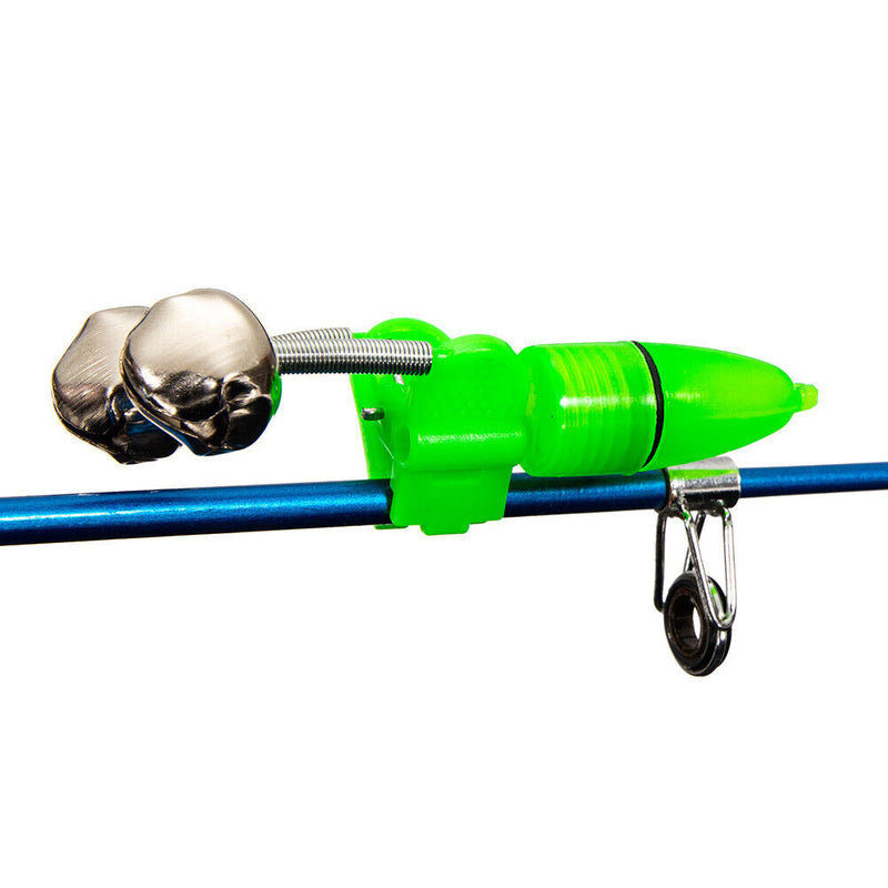 10pcs Night Fishing Rod Bite Alarm Light Bells Ring Indicator (Grass Green)