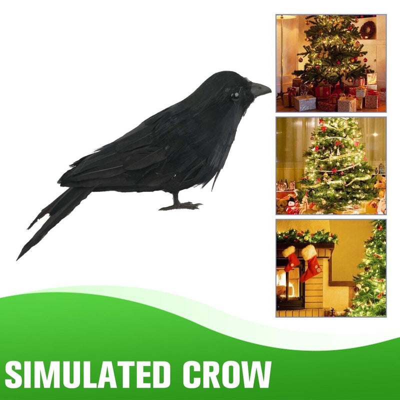 Halloween Black Feathered Crows Realistic Black Birds Ravens Props.