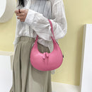 Fashion Women Handbag Leather Solid Color Crescent Hobos Shoulder Bags for Girls