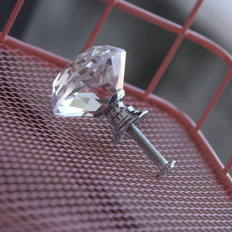 Door Knobs Cupboard Pulls Diamond Shape Pull Handle Crystal Glass Knobs