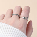 Adjustable Lovely Knuckle Ring Lucky Cat Open Ring Chinese Characters