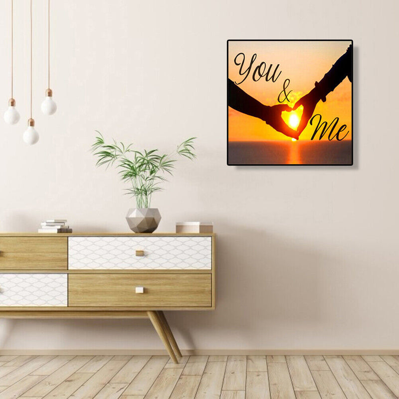 5D Diamond Painting Kit Sunset Love Hands Full Round Drill Rhinestone DIY Arts